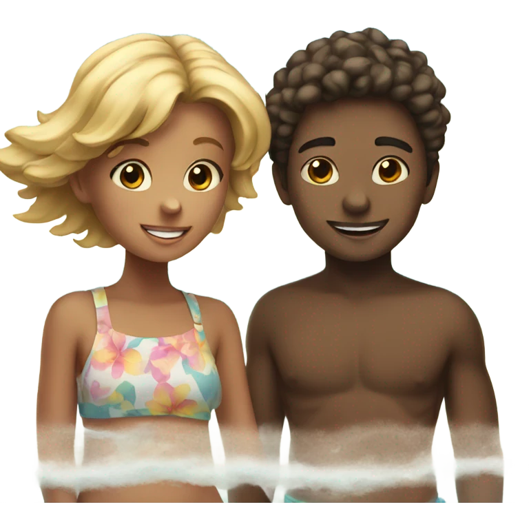 boy and girl at the beach sky emoji