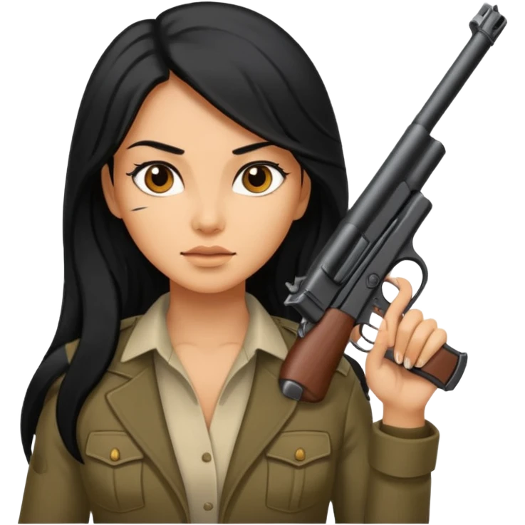 Woman with great ass and gun emoji