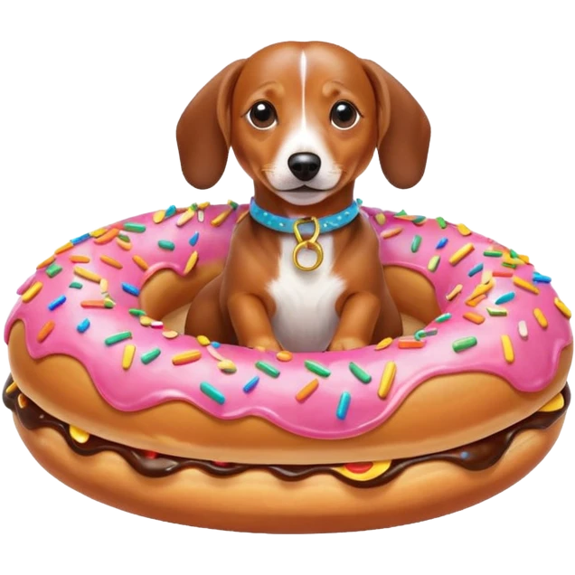 Weiner dog riding a donut emoji
