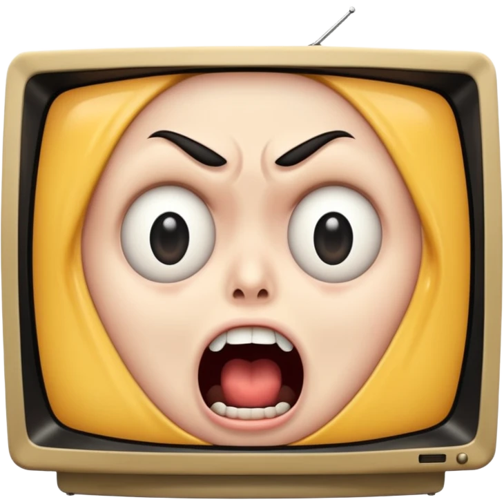 TV screen showing a screaming face emoji