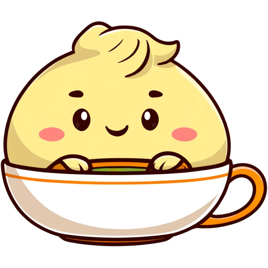 dumpling bao sipping tea emoji