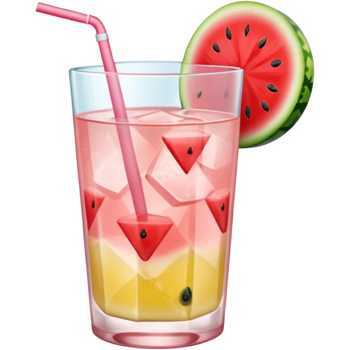 very light pink lemonade in glass with triangle chunk of watermelon on rim no straw emoji