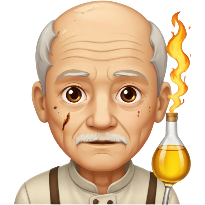 AN OLD MAN FULL OF BURNED MARKS BECAUSE OF COOKING OIL emoji