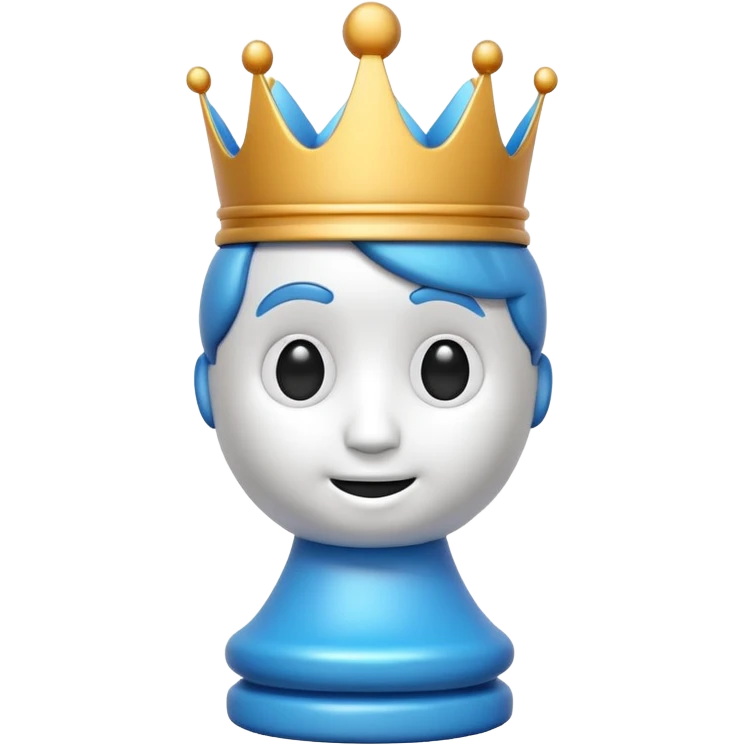 3D emoji style chess piece, cute glossy white king chess icon, soft rounded shapes, big expressive cartoon eyes, smooth plastic texture, vibrant colors, studio lighting, centered composition, transparent background, high resolution, minimal, modern emoji design, soft shadow, ultra detailed, 4k emoji