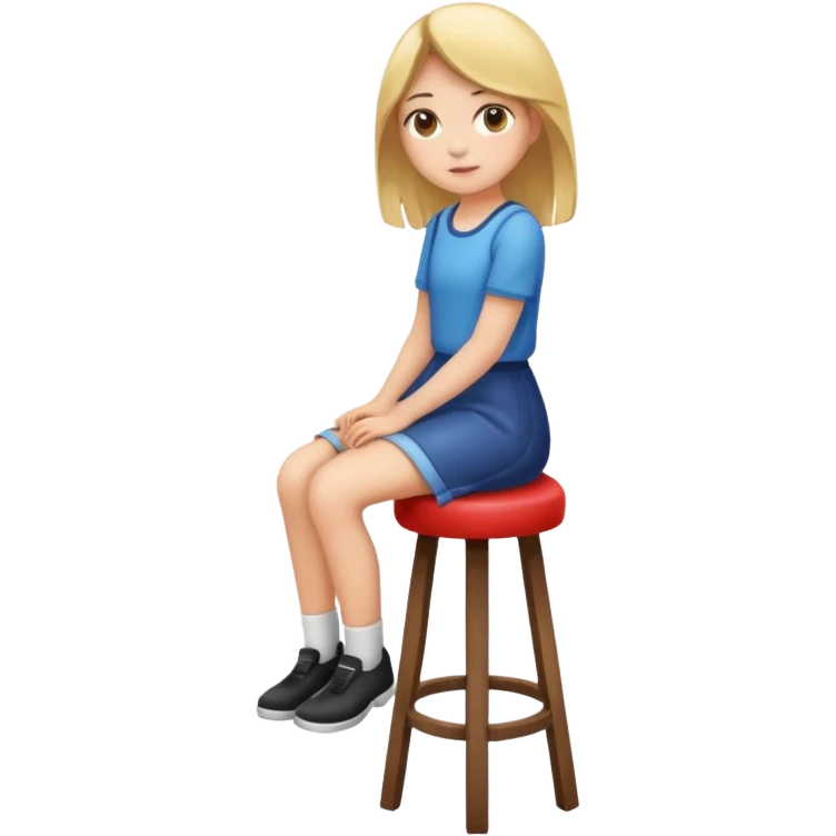 a girl is sitting on a stool whole body toward left side emoji