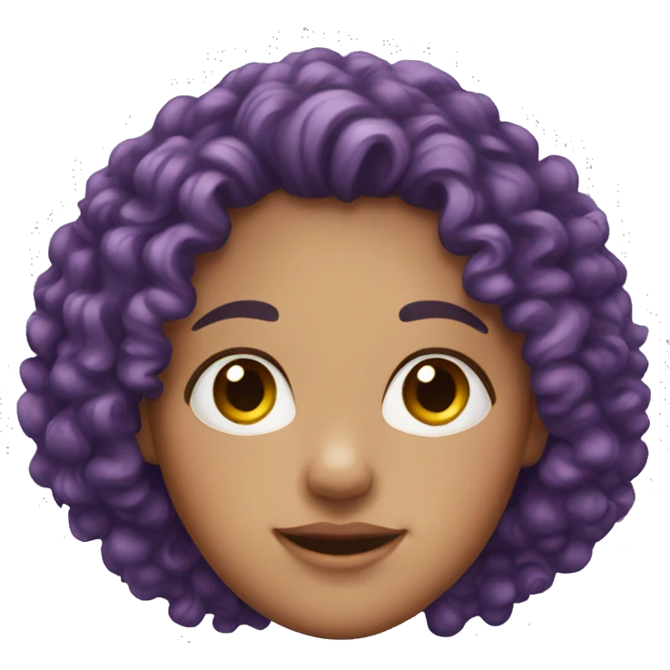 European, purple curly hair, woman, teenager, nose ring. emoji