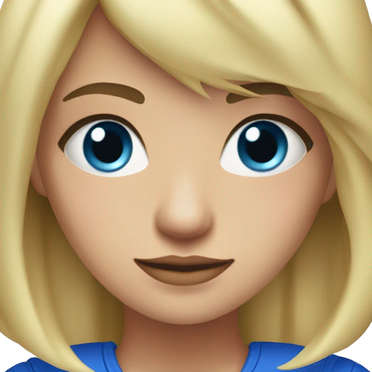 Chica rubia con ojos azules y un top rosa emoji