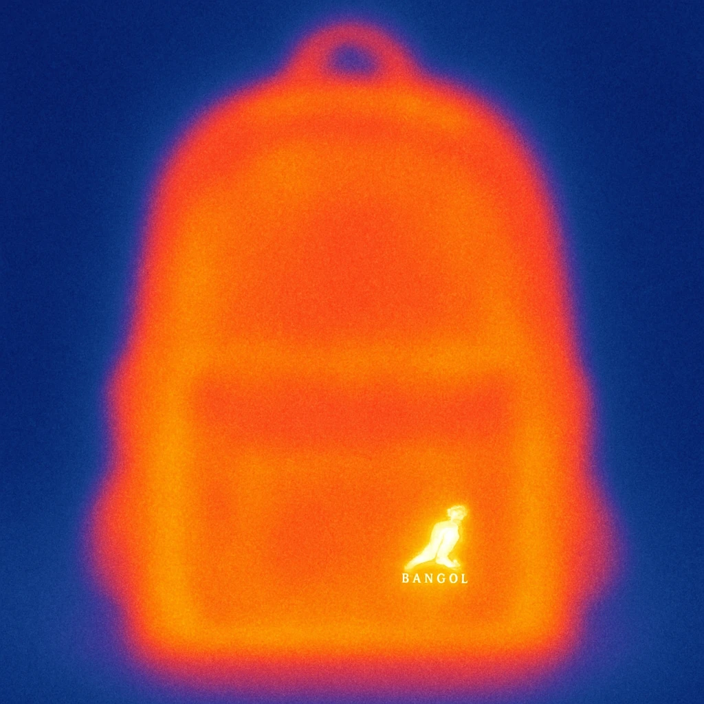 A Kangol backpack with small logo emoji