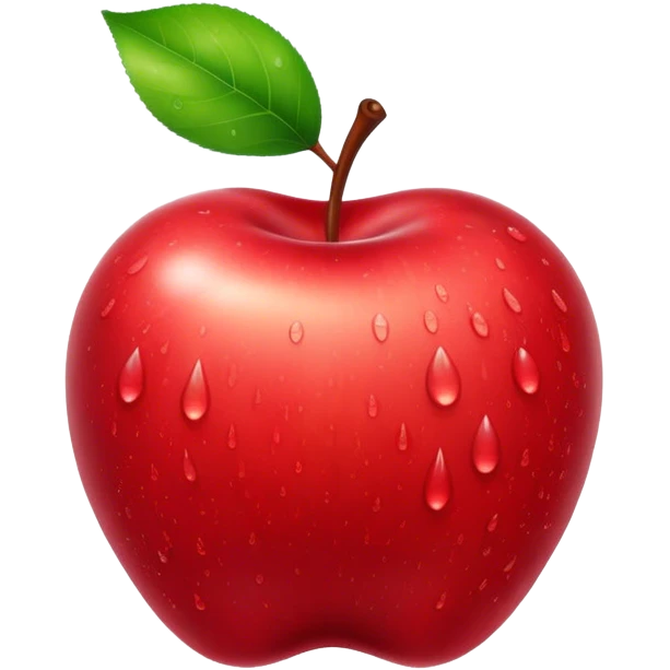 Cinematic Realistic Apple Emoji, Fresh and vibrant, with a crisp, red skin glistening with droplets of water. The smooth, shiny surface catches the light, while the green stem adds a natural touch. Soft glowing outline, capturing the essence of health, sweetness, and freshness in a crisp apple! emoji