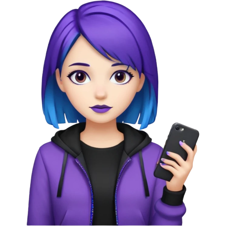 Girl with black blue and purple hair emoji
