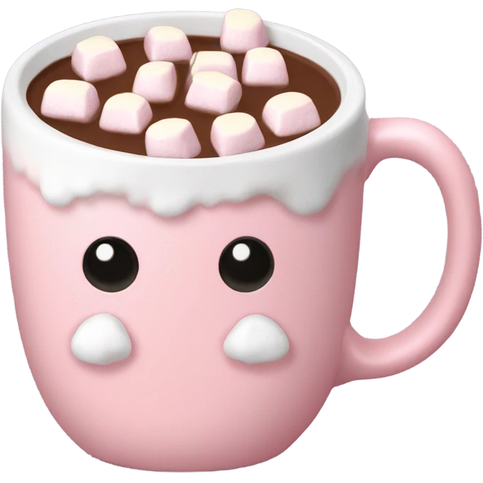 Light Pink mug of hot chocolate with marshmallows  emoji