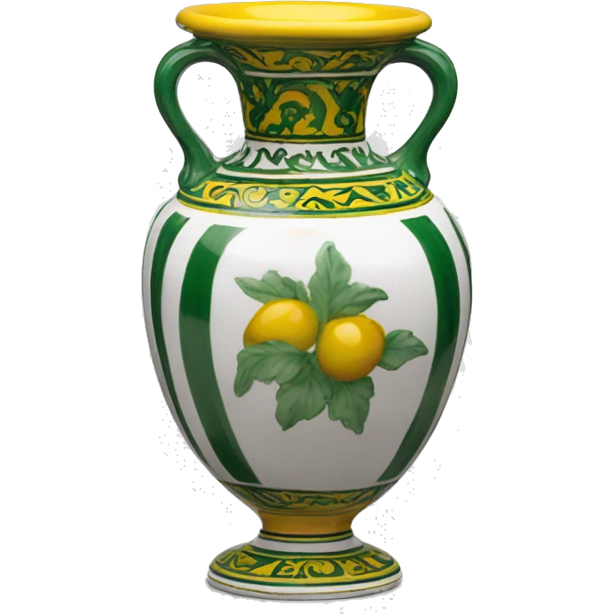 Deruta vase white green and yellow small emoji
