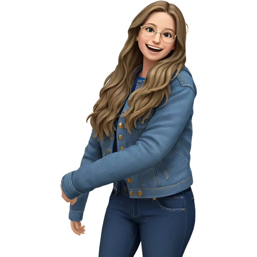 smiling girl in denim jacket emoji