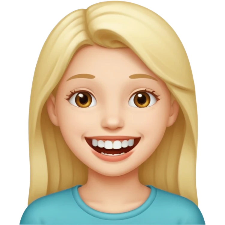 Girl smiling with you he coving teeth emoji