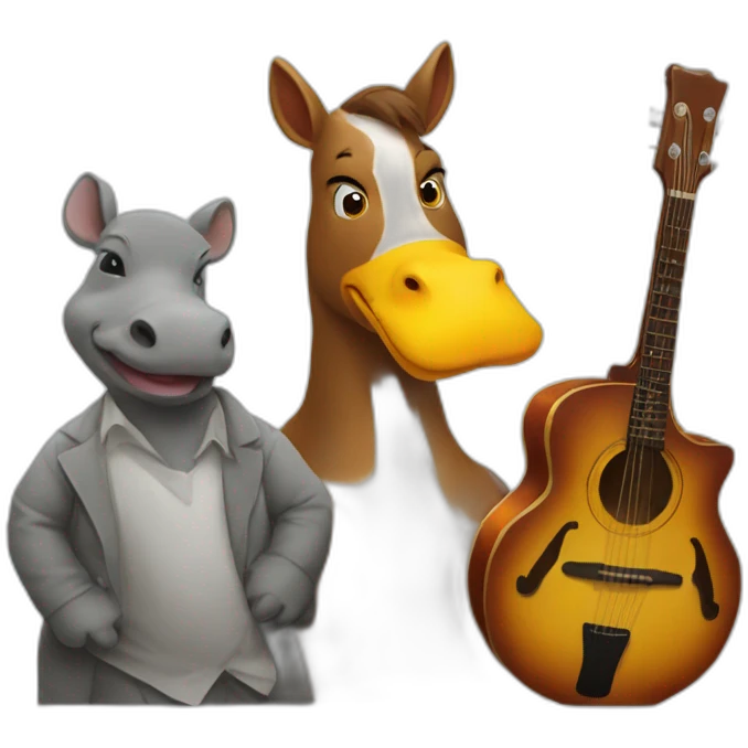 duck, horse and rhino in a band emoji