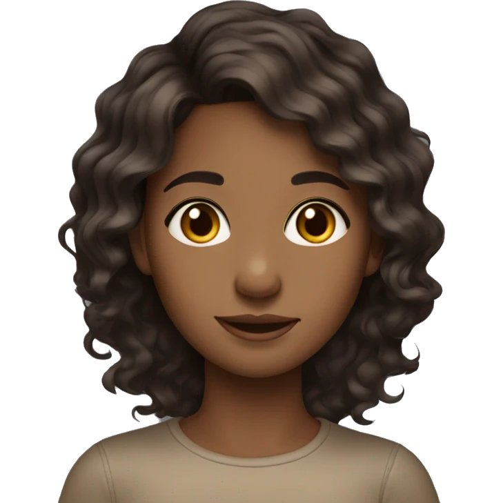 Cute emoji of a 4a wavy dark hair, light brown skinned girl  emoji