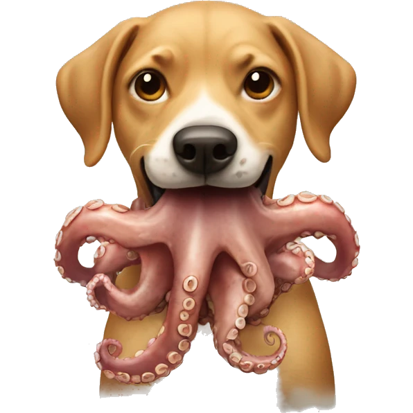 dog eating octopus  emoji