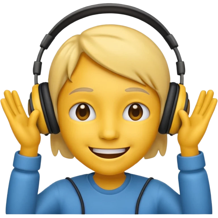 emoji with head phone holding both hands emoji