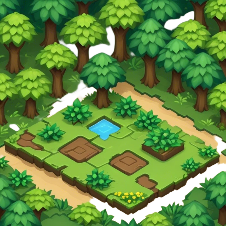 StarCraft-inspired, isometric RTS rugged terrain tile forest emoji
