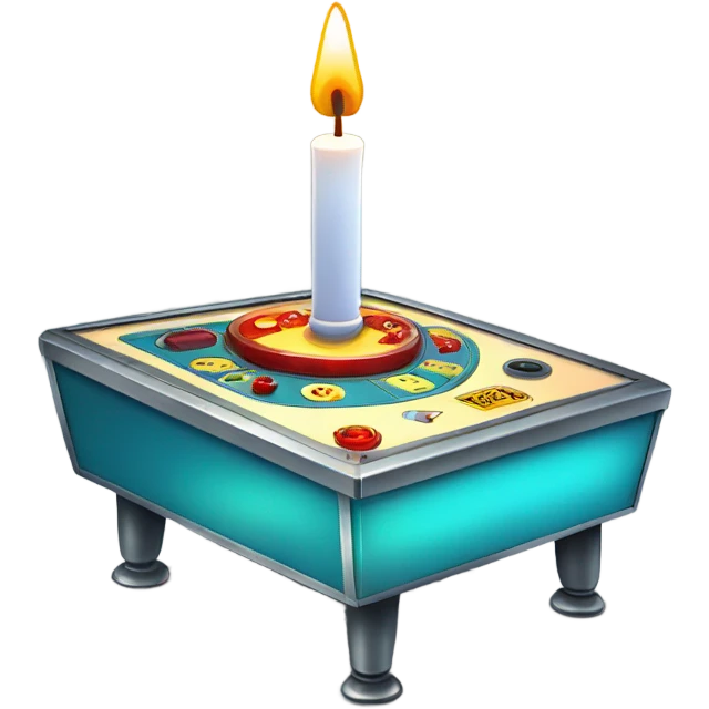 pinball with a lit birthday candle on top emoji