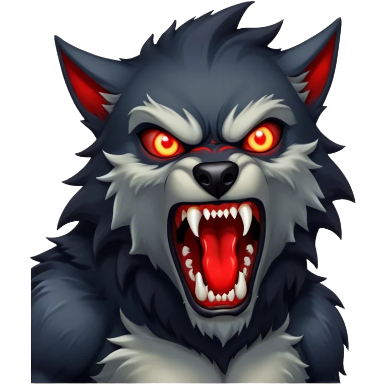 Werewolf with glowing red eyes screaming  emoji