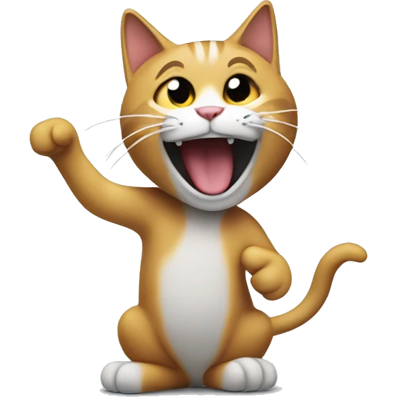 A cat with only one tail, rocking out to music  emoji