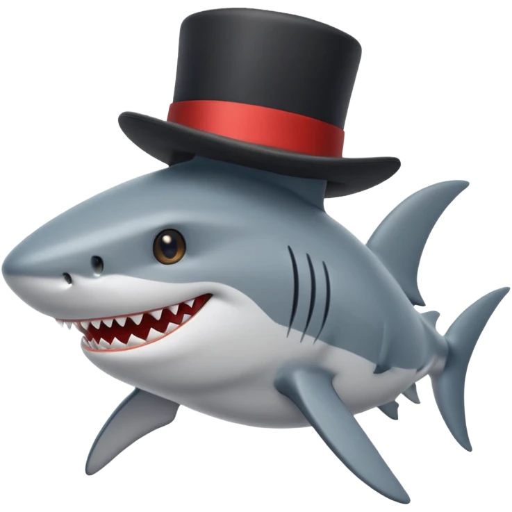 Shark with a top hat emoji