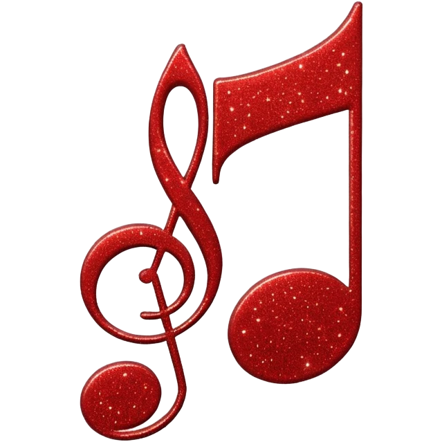 red glitter music note emoji
