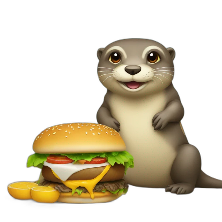 Loutre sur une tortue qui mange un burger emoji