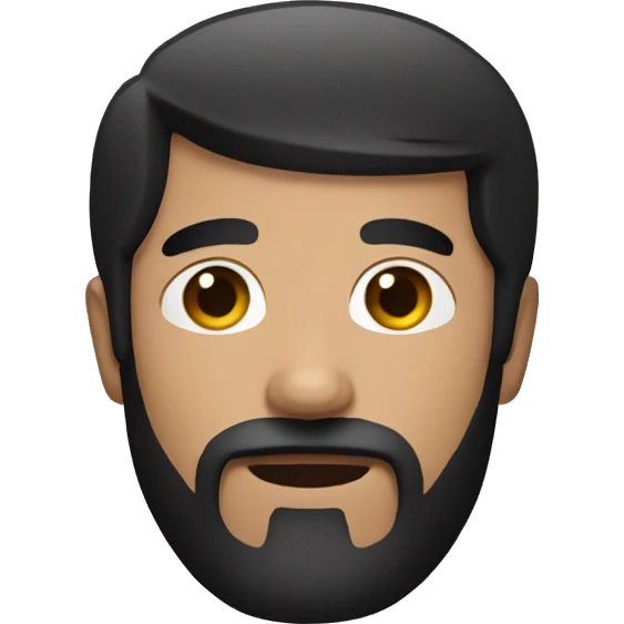 Man black hair beard glance emoji