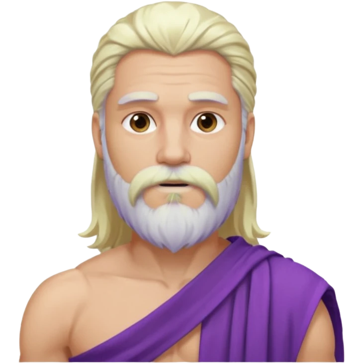 Jupiter from The Olympians with long platinum blonde hair and beard, purple toga emoji
