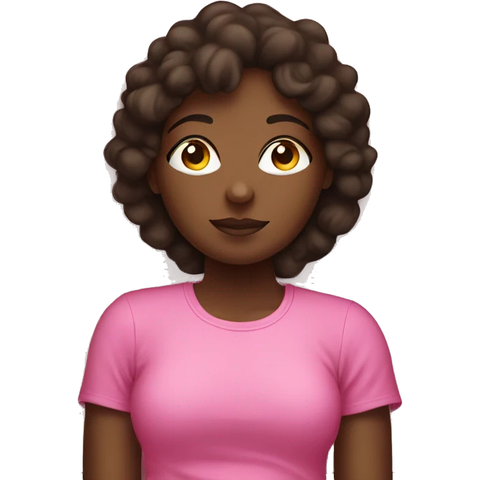dark brown girl with pink shirt laying down on pillow emoji