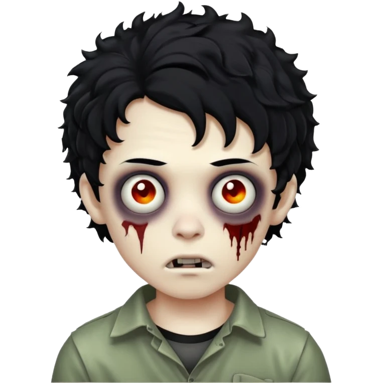boy zombie with black hair curly emo emoji