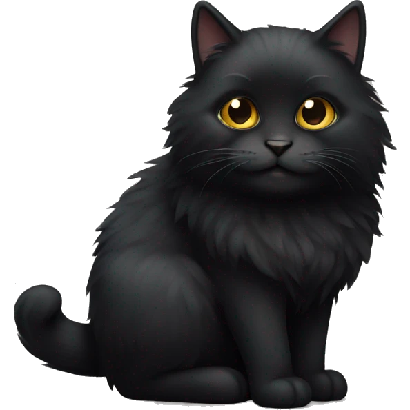 Black fluffy cat  emoji