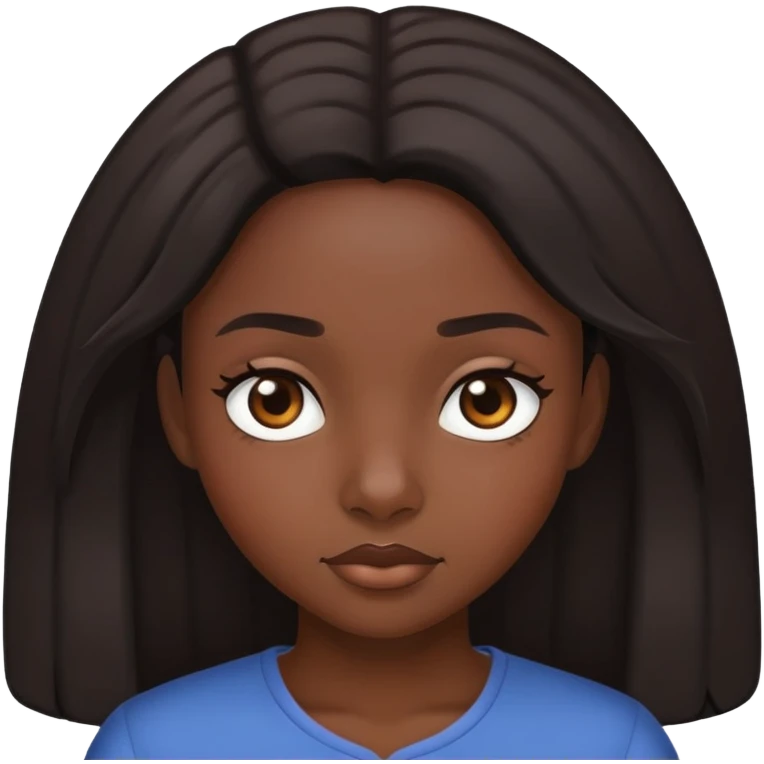 black girl with dark brown hair emoji