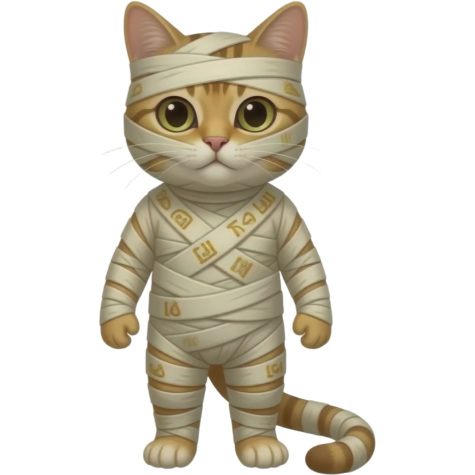 completely wrapped up mummified covered anthro cat emoji