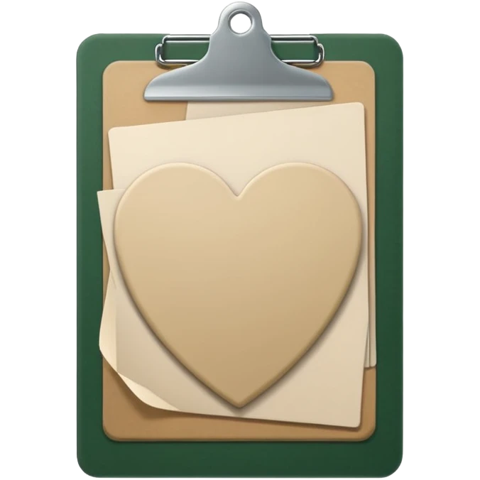 dark green clipboard with light beige paper, simple shapes, no text, Apple emoji style, minimalistic emoji