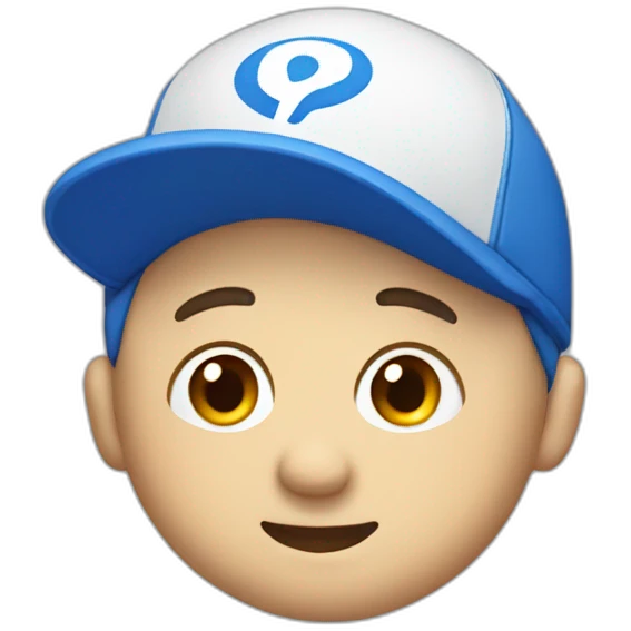Mr.white cute wearing a blue cap winking emoji