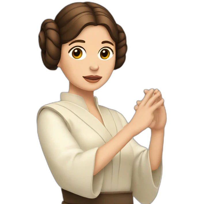 Princesa Leia saludando con la mano levantada emoji