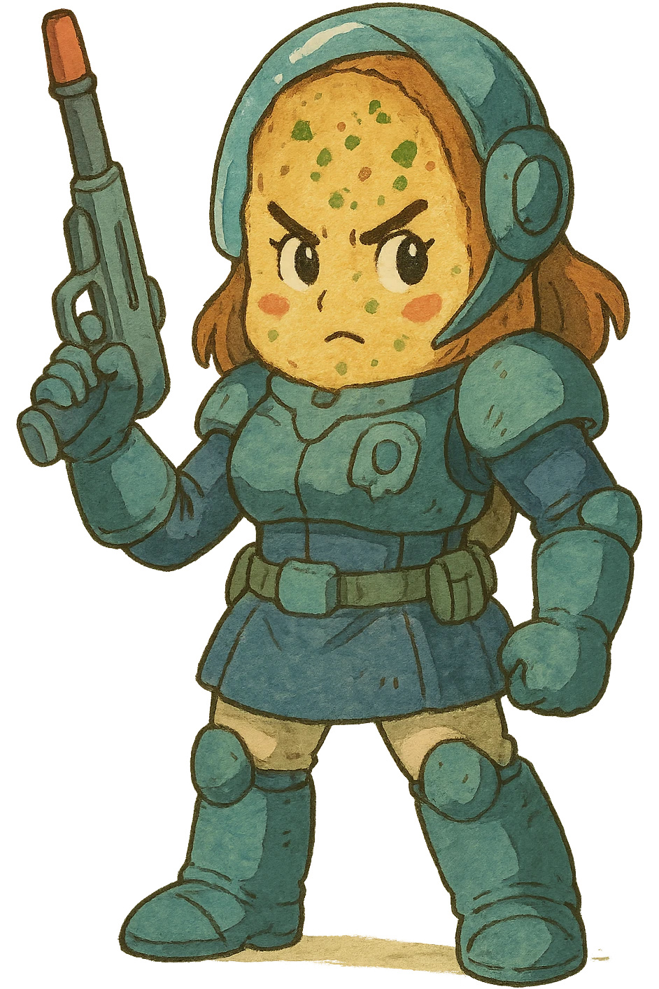 A female space warrior from a distant planet, except it’s garlic bread  emoji