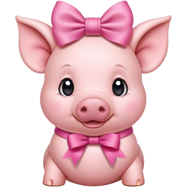 Cute Piglet with big bow around neck emoji