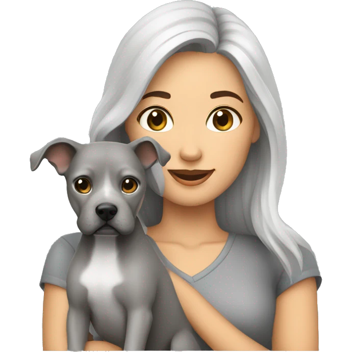 mujer con perro shnauzer gris emoji