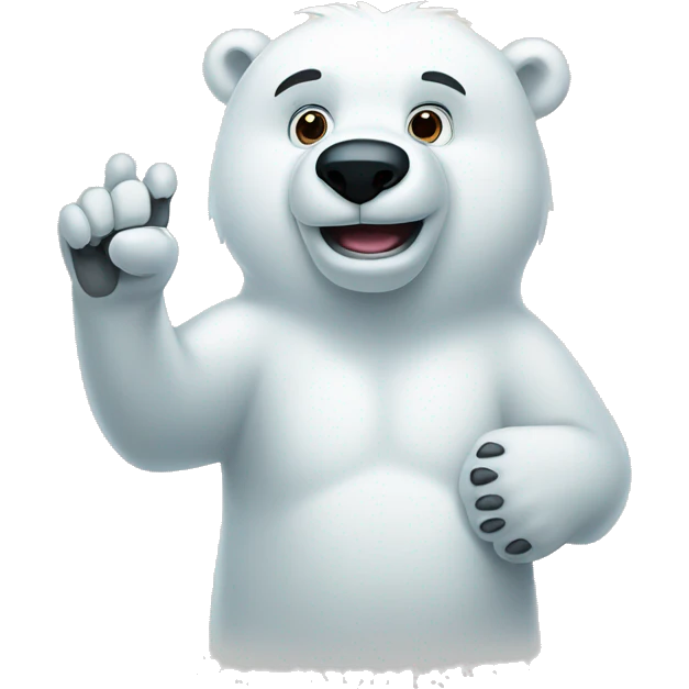 polar bear holding two fingers up with paw emoji