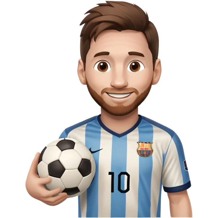Messi smiling with a soccer ball emoji