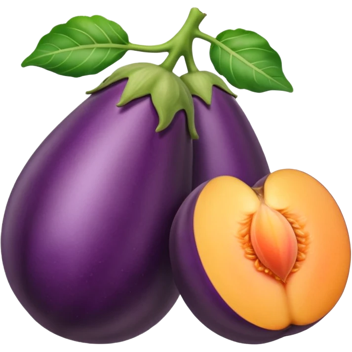 Eggplant with peach emoji