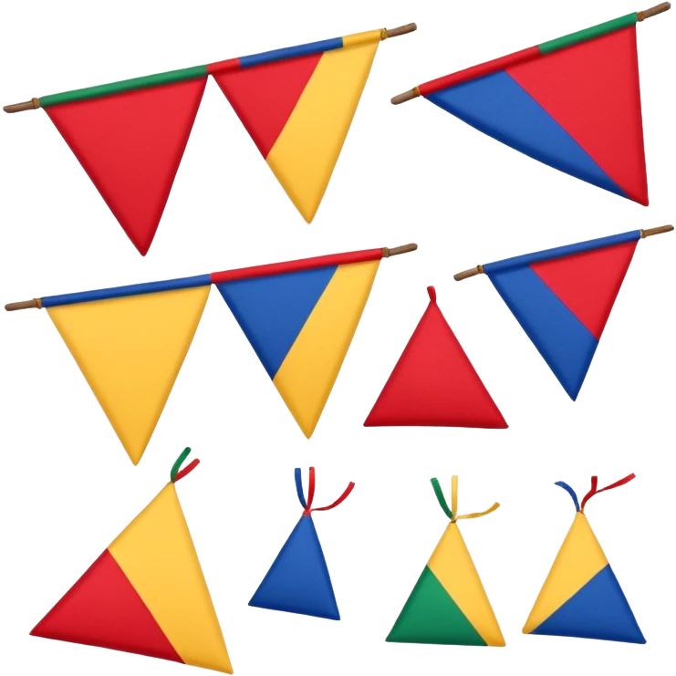bandeirinhas de São João, traditional style, primary colors, triangular cut emoji