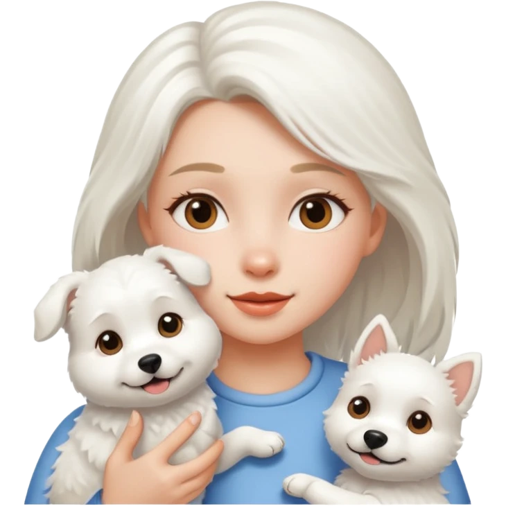 White dog and girl  emoji