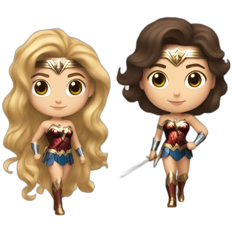White Wonder Woman with hair brown with cat emoji