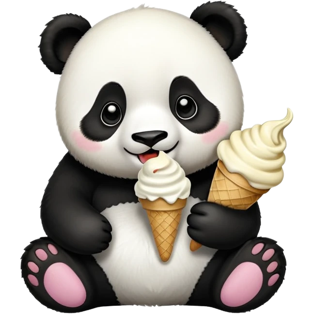Panda eating ice cream emoji