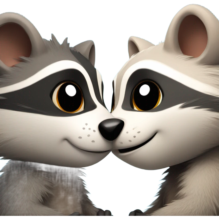 Possum and raccoon hugging emoji